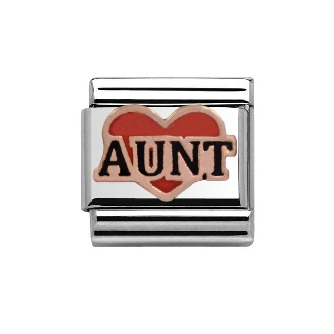 Charmlinks Silver with Rose Aunt Red Heart Charm