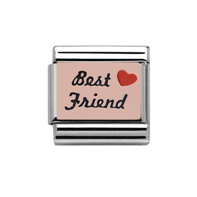 Charmlinks Silver with Rose Best Friends With Red Heart Charm