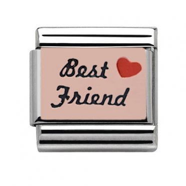 Silver with Rose Best Friends With Red Heart Charm