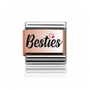 Silver with Rose Besties Charm