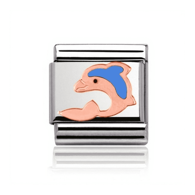 Charmlinks Silver with Rose Blue Enamel Dolphin Charm