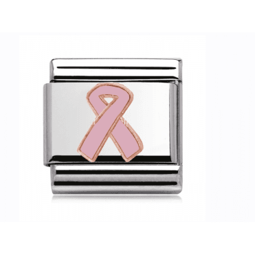 Silver with Rose Breast Cancer Charm