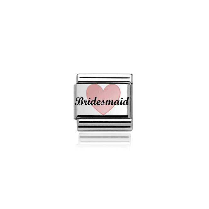 Charmlinks Silver with Rose Bridesmaid Heart Charm