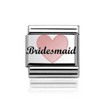 Silver with Rose Bridesmaid Heart Charm