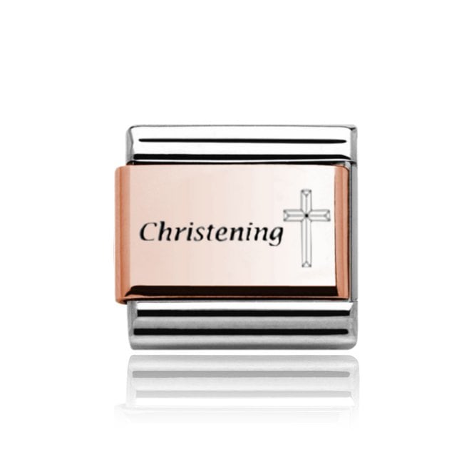 Charmlinks Silver with Rose Christening Charm