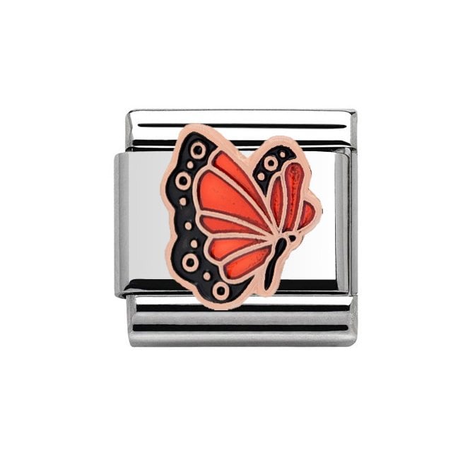 Charmlinks Silver with Rose Coloured Butterfly Charm