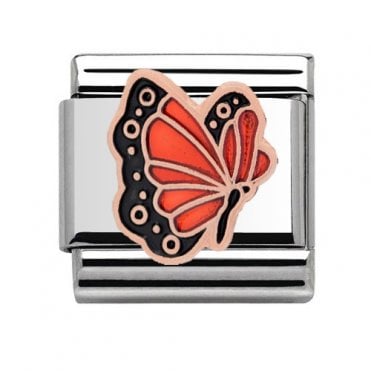 Silver with Rose Coloured Butterfly Charm
