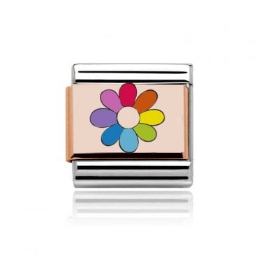 Silver with Rose Coloured Flower Charm