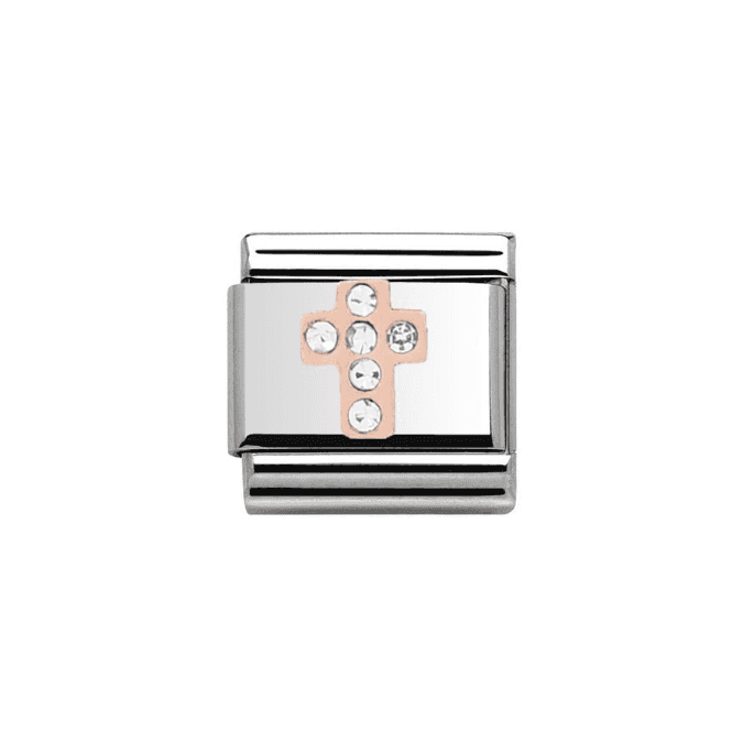 Charmlinks Silver with Rose Cross Stone Set Charm