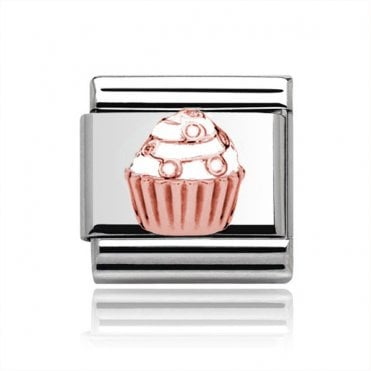 Silver with Rose Cupcake Charm