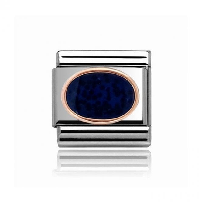 Charmlinks Silver with Rose Dark Blue Stone Set Charm