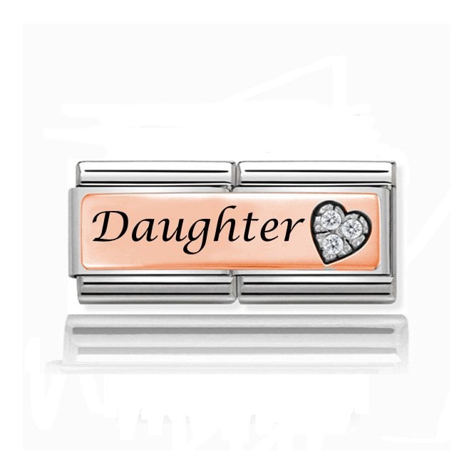 Charmlinks Silver with Rose Daughter Double Stone Set Charm