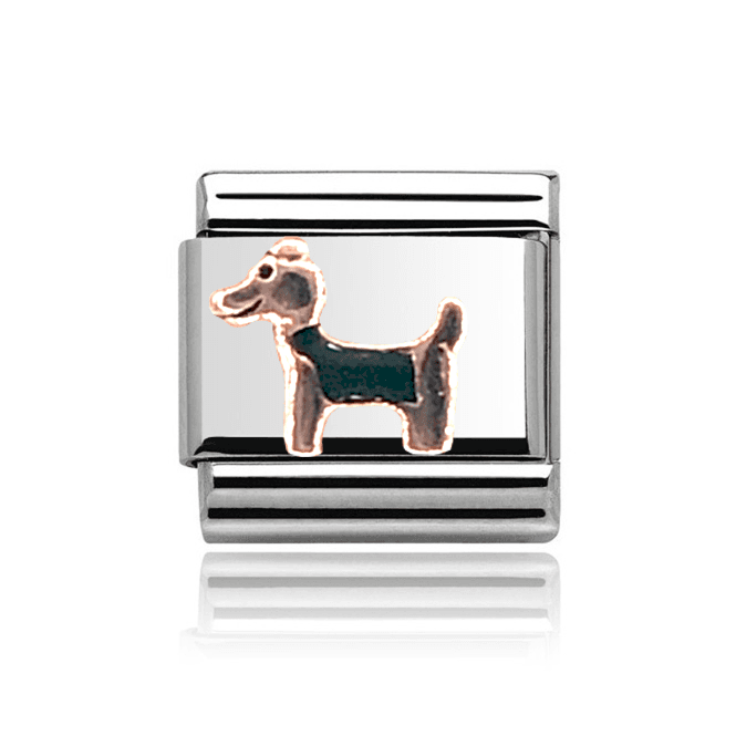 Charmlinks Silver with Rose Dog Charm