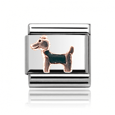 Silver with Rose Dog Charm