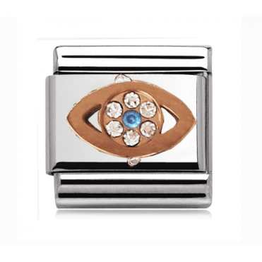 Silver with Rose Eye Stone Set Charm