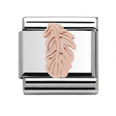 Silver with Rose Feather Charm