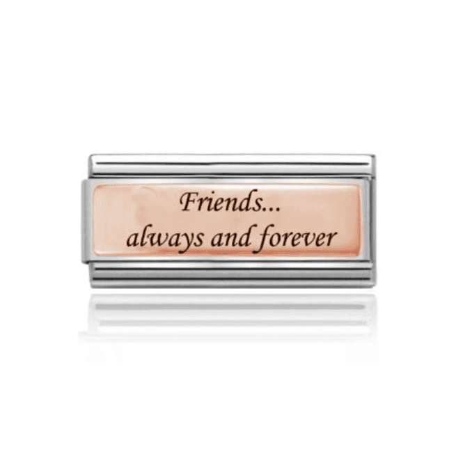 Charmlinks Silver with Rose Friends Always and Forever Double Charm