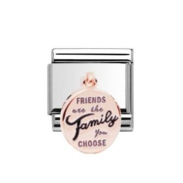 Silver with Rose Friends Drop Charm