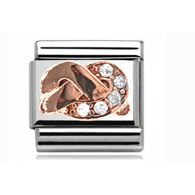 Charmlinks Silver with Rose Frienship Knot Stone Set Charm