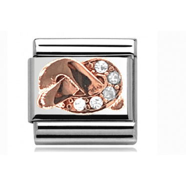 Silver with Rose Frienship Knot Stone Set Charm