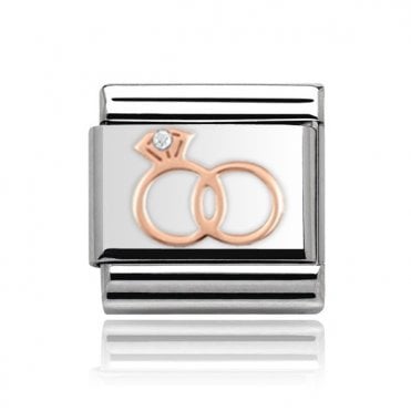 Silver with Rose Gold Rings Charm