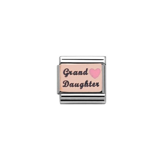 Charmlinks Silver with Rose Grand Daughter With Pink Heart Charm