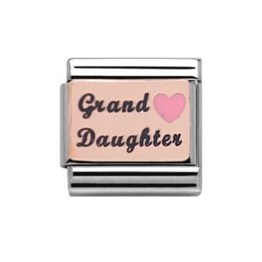 Silver with Rose Grand Daughter With Pink Heart Charm