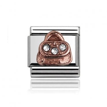 Silver with Rose Handbag Stone Set Charm
