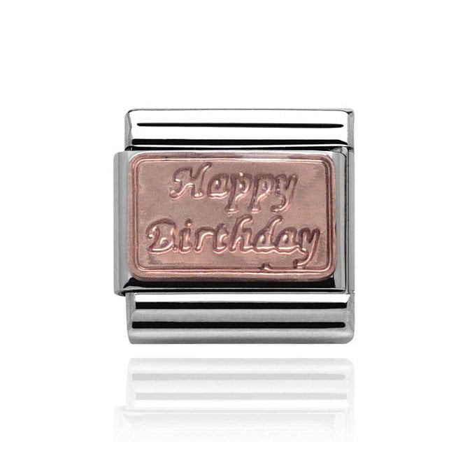 Charmlinks Silver with Rose Happy Birthday Charm