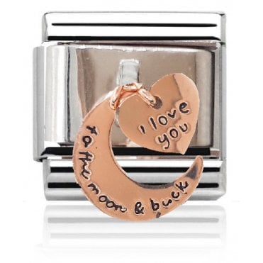 Silver with Rose Heart and Moon Drop Charm