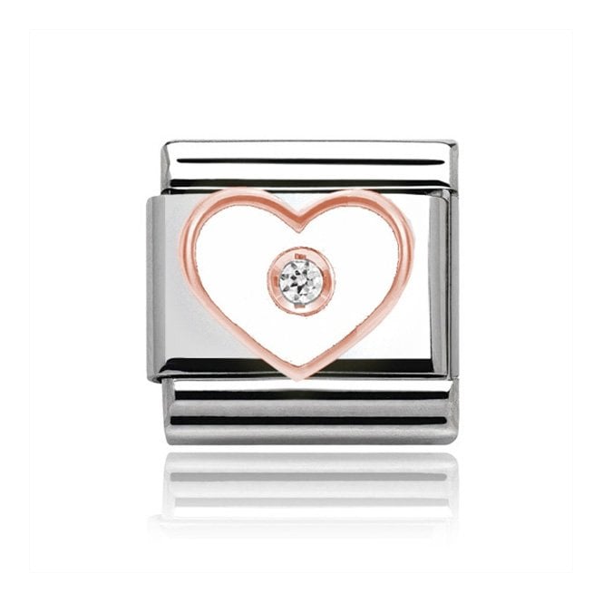 Charmlinks Silver with Rose Heart Stone Set Charm