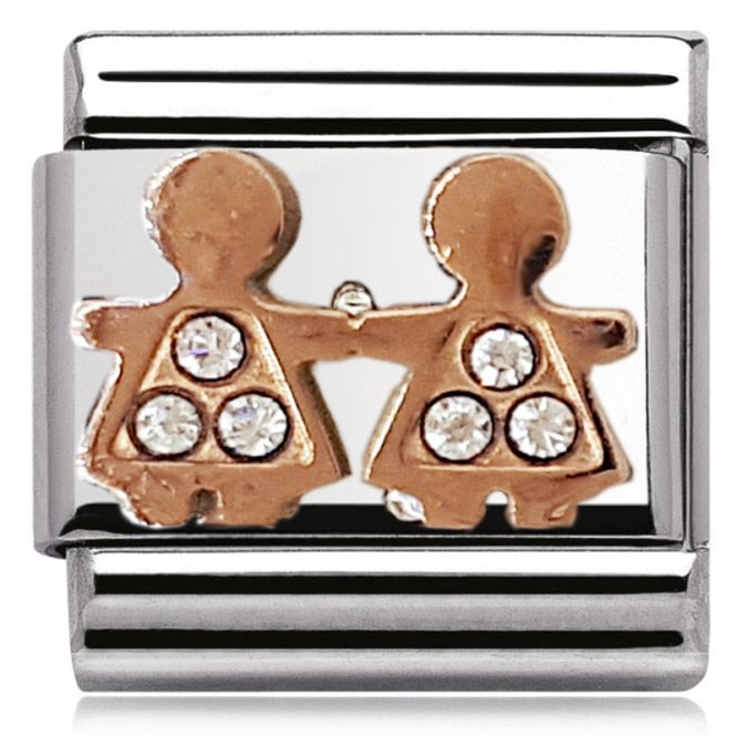 Charmlinks Silver with Rose Holding Hands Charm