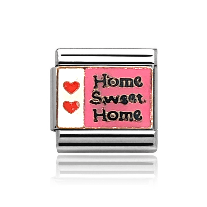 Charmlinks Silver with Rose Home Sweet Home Charm