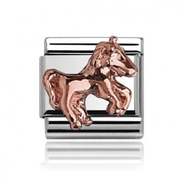 Silver with Rose Horse Charm