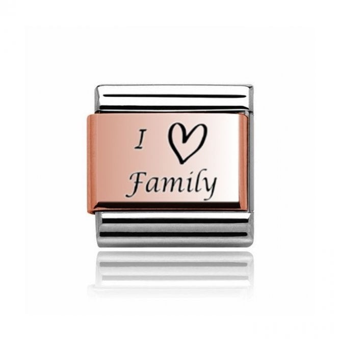 Charmlinks Silver with Rose I Heart Family Charm