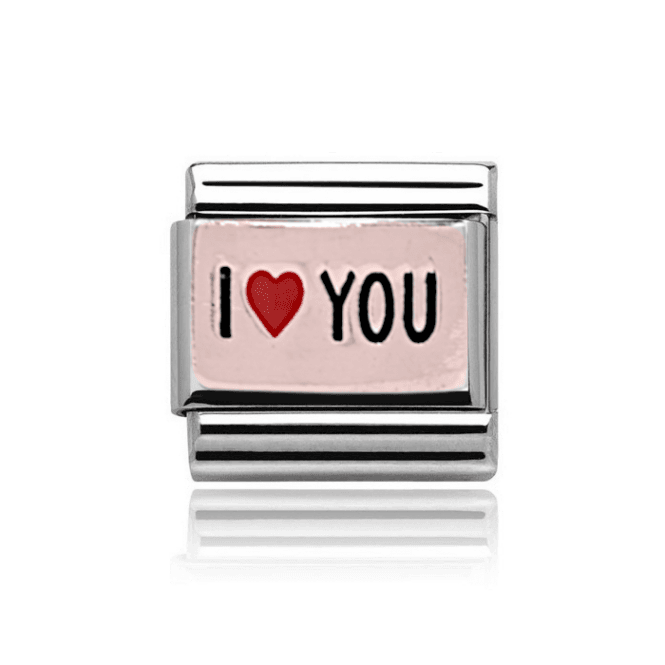 Charmlinks Silver with Rose I Heart You Charm