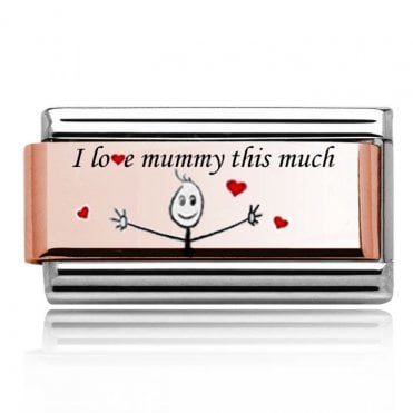 Silver with Rose I Love Mummy Double Charm