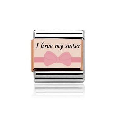Silver with Rose I Love My Sister Charm