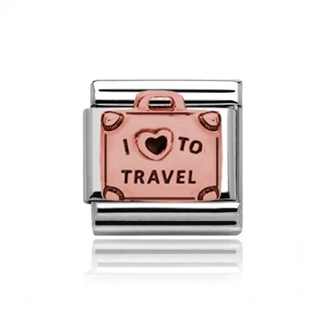 Charmlinks Silver with Rose I Love Travel Charm