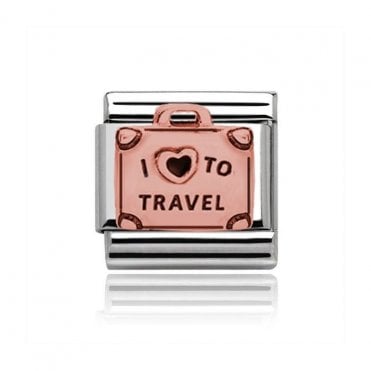 Silver with Rose I Love Travel Charm