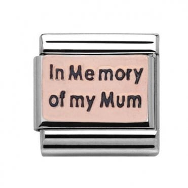 Silver with Rose In Memory of my Mum Charm