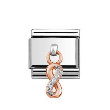 Silver with Rose Infinity Drop Charm