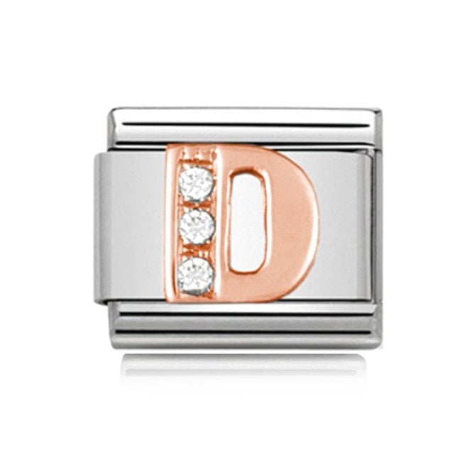 Charmlinks Silver with Rose Initial D Stone Set Charm