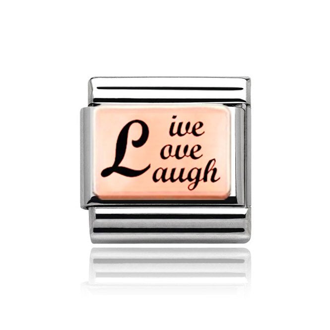 Charmlinks Silver with Rose Live Love Laugh Charm
