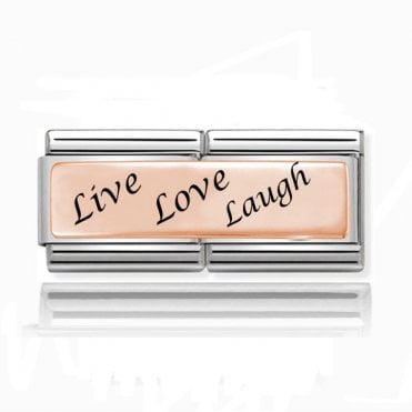 Silver with Rose Live Love Laugh Double Charm