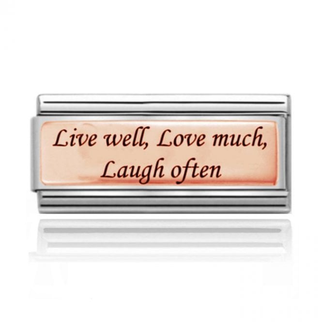 Charmlinks Silver with Rose Live Well Love Much Laugh Often Double Charm