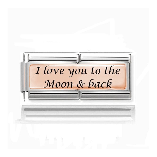 Charmlinks Silver with Rose Love You to the Moon Double Charm