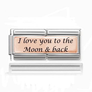 Silver with Rose Love You to the Moon Double Charm