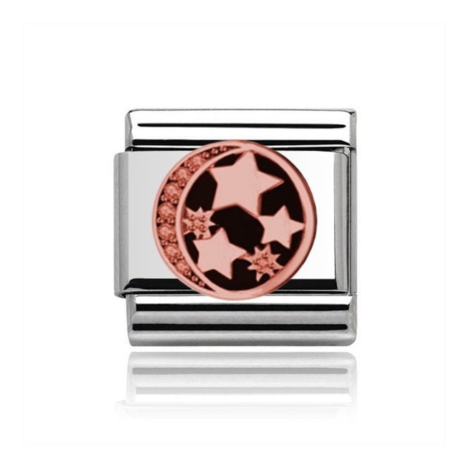 Charmlinks Silver with Rose Moon and Stars Charm