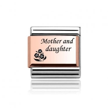 Silver with Rose Mother and Daughter Charm
